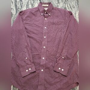 LLBean Shirt Burgundy Long Sleeve Button Up Men's Regular S